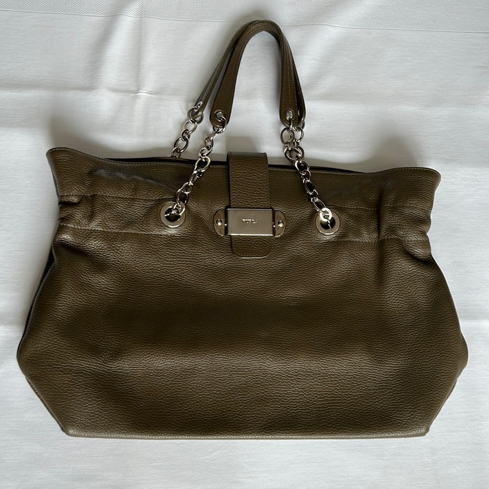 Furla Top Handle Bag in Olive Green Leather